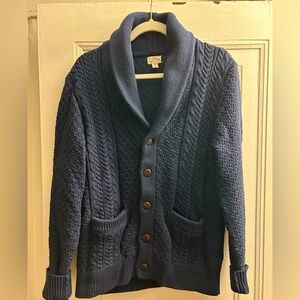 J Crew Navy Shawl Collar Cardigan Sweater